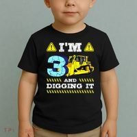 I'm 3 And Digging It Construction Excavator 3rd Birthday Toddler T-Shirt thumb 2