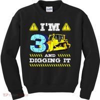 I'm 3 And Digging It Construction Excavator 3rd Birthday Kids Sweatshirt thumb 0