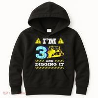 I'm 3 And Digging It Construction Excavator 3rd Birthday Kids Hoodie thumb 0