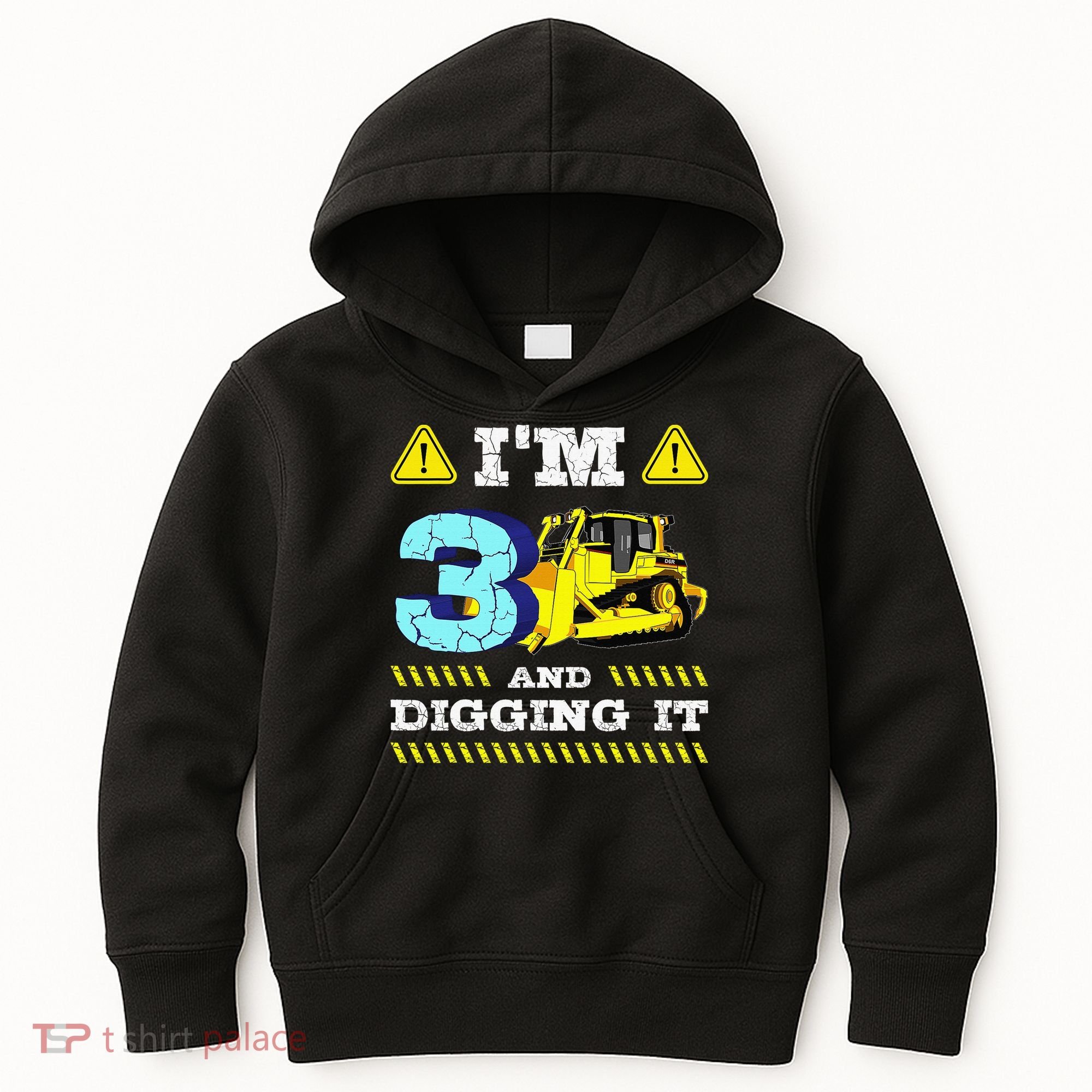 I'm 3 And Digging It Construction Excavator 3rd Birthday Kids Hoodie