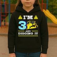 I'm 3 And Digging It Construction Excavator 3rd Birthday Kids Hoodie thumb 3