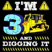 I'm 3 And Digging It Construction Excavator 3rd Birthday Kids Long Sleeve Shirt thumb 2