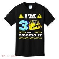 I'm 3 And Digging It Construction Excavator 3rd Birthday Kids T-Shirt thumb 0