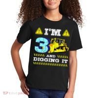 I'm 3 And Digging It Construction Excavator 3rd Birthday Kids T-Shirt thumb 2