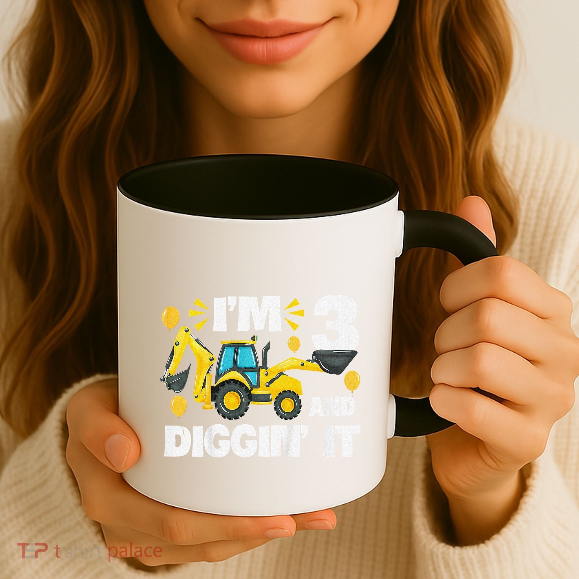 IM 3 And Digging It Construction Excavator 3rd Birthday Coffee Mug