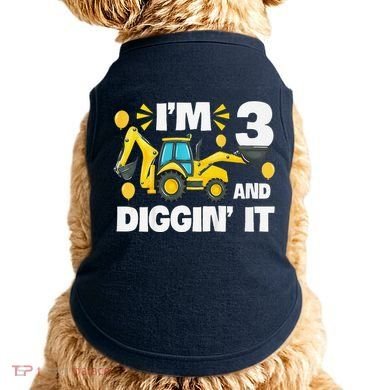 IM 3 And Digging It Construction Excavator 3rd Birthday Doggie Tank