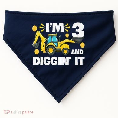 IM 3 And Digging It Construction Excavator 3rd Birthday USA-Made Doggie Bandana