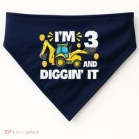 IM 3 And Digging It Construction Excavator 3rd Birthday USA-Made Doggie Bandana thumb 0