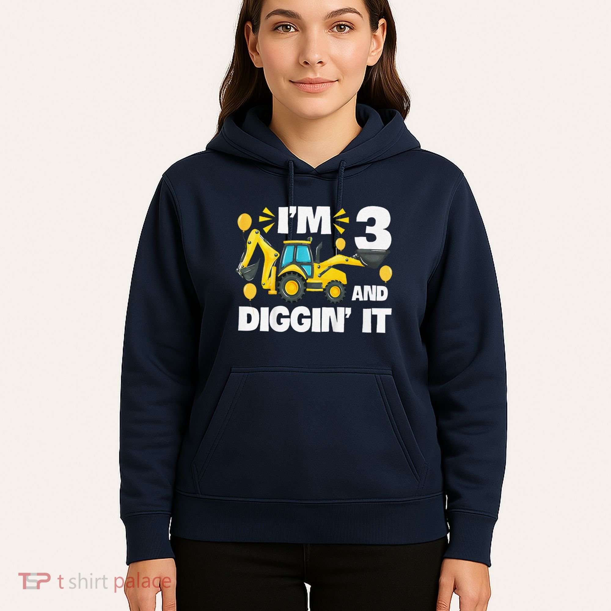 IM 3 And Digging It Construction Excavator 3rd Birthday Hoodie
