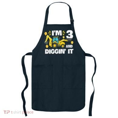 IM 3 And Digging It Construction Excavator 3rd Birthday Apron