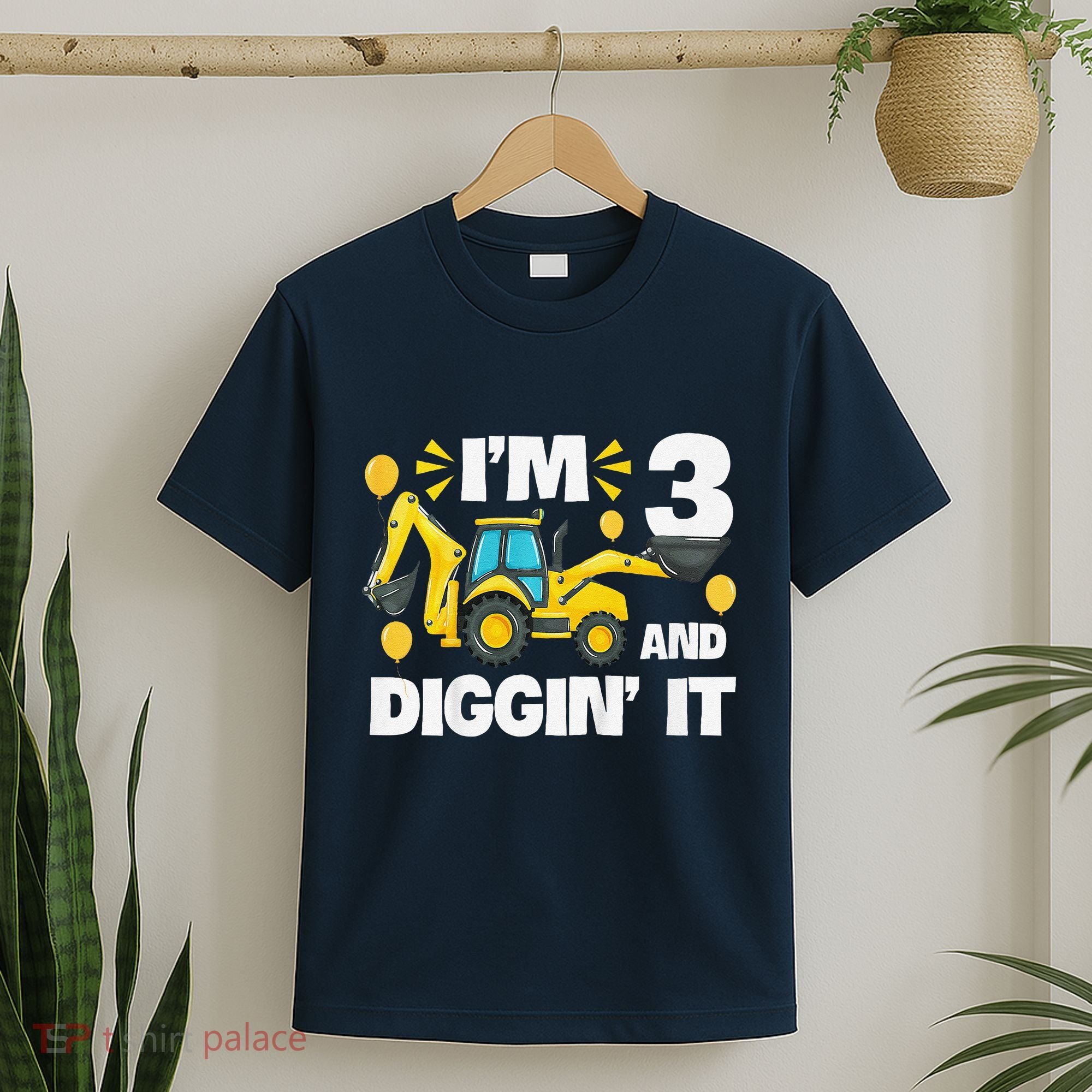 IM 3 And Digging It Construction Excavator 3rd Birthday T-Shirt