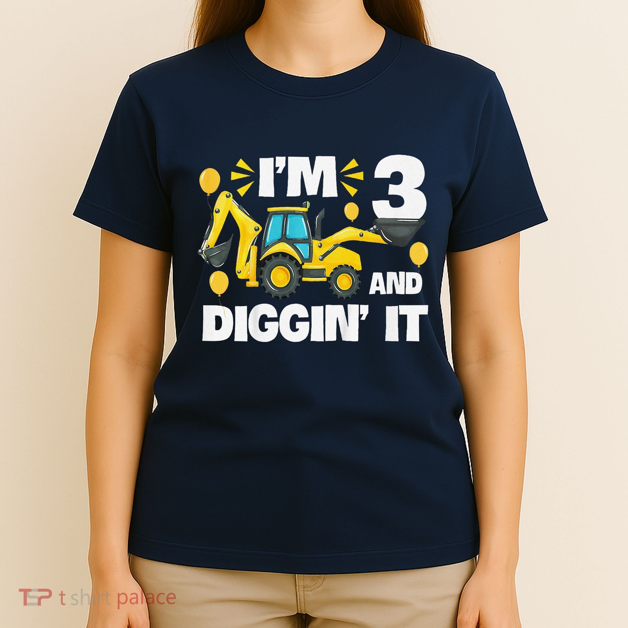 IM 3 And Digging It Construction Excavator 3rd Birthday T-Shirt