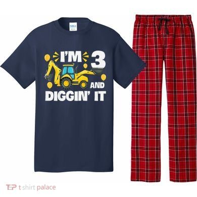 IM 3 And Digging It Construction Excavator 3rd Birthday Pajama Set