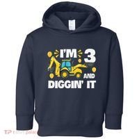 IM 3 And Digging It Construction Excavator 3rd Birthday Toddler Hoodie thumb 0