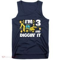 IM 3 And Digging It Construction Excavator 3rd Birthday Tank Top thumb 0