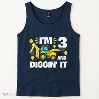 IM 3 And Digging It Construction Excavator 3rd Birthday Tank Top thumb 2