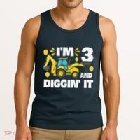 IM 3 And Digging It Construction Excavator 3rd Birthday Tank Top thumb 3