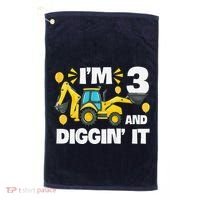 IM 3 And Digging It Construction Excavator 3rd Birthday Golf Towel thumb 0