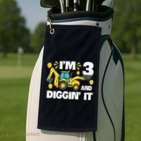 IM 3 And Digging It Construction Excavator 3rd Birthday Golf Towel thumb 2