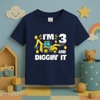 IM 3 And Digging It Construction Excavator 3rd Birthday Toddler T-Shirt thumb 3