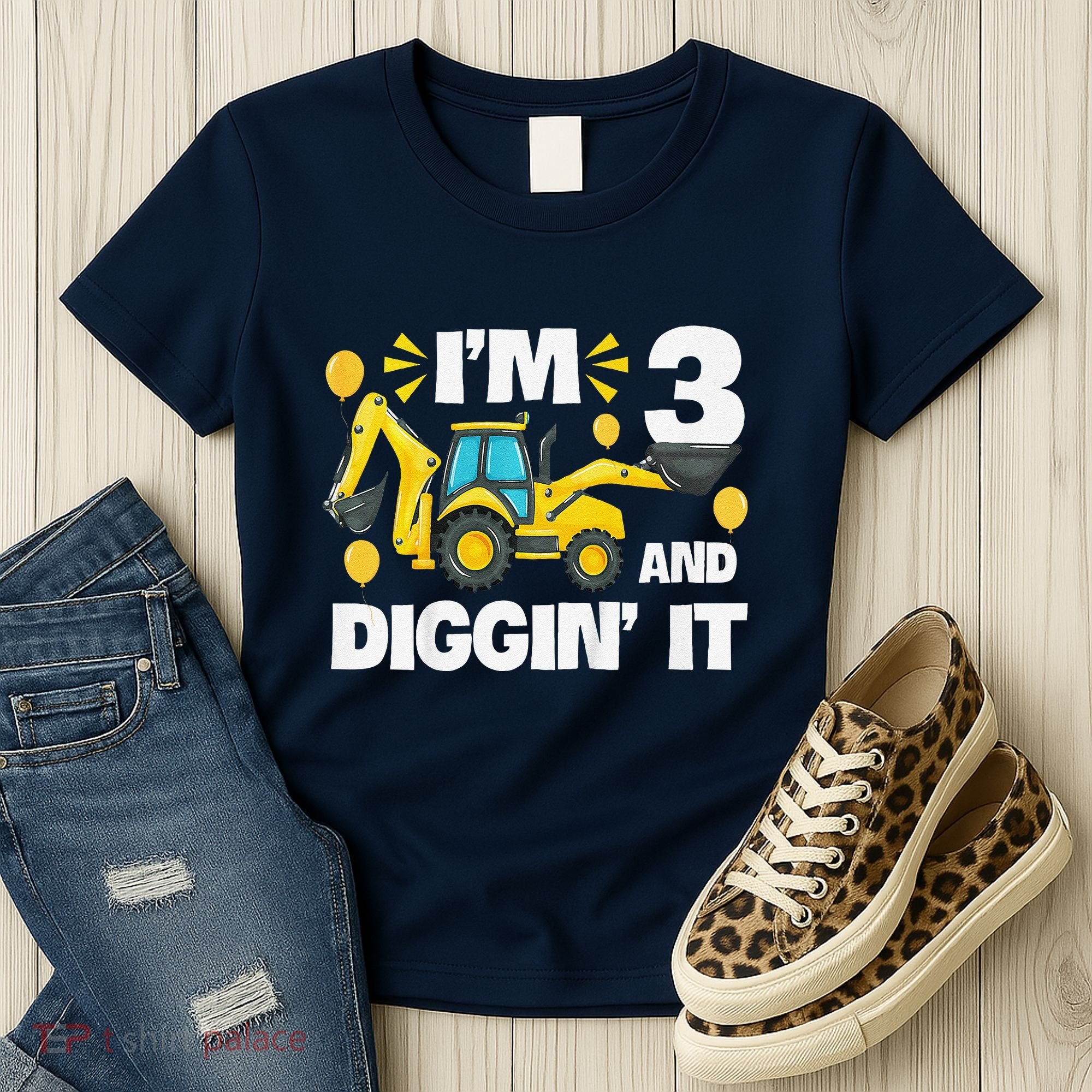 IM 3 And Digging It Construction Excavator 3rd Birthday Women's T-Shirt