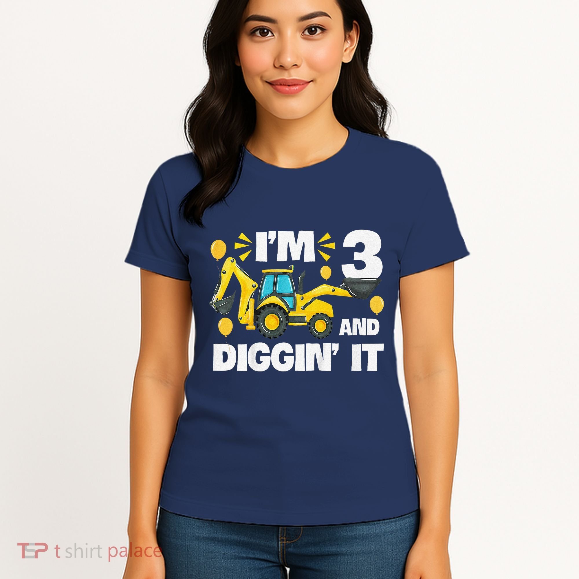 IM 3 And Digging It Construction Excavator 3rd Birthday Women's T-Shirt