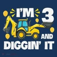 IM 3 And Digging It Construction Excavator 3rd Birthday Women's T-Shirt thumb 6