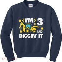 IM 3 And Digging It Construction Excavator 3rd Birthday Kids Sweatshirt thumb 0
