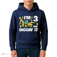 IM 3 And Digging It Construction Excavator 3rd Birthday Kids Hoodie thumb 4