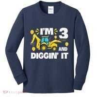 IM 3 And Digging It Construction Excavator 3rd Birthday Kids Long Sleeve Shirt thumb 0