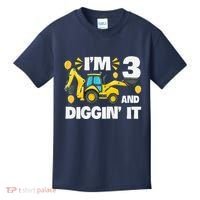 IM 3 And Digging It Construction Excavator 3rd Birthday Kids T-Shirt thumb 0