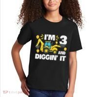 IM 3 And Digging It Construction Excavator 3rd Birthday Kids T-Shirt thumb 2