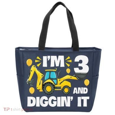 IM 3 And Digging It Construction Excavator 3rd Birthday Tote Bag