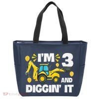 IM 3 And Digging It Construction Excavator 3rd Birthday Tote Bag thumb 0