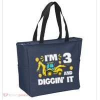 IM 3 And Digging It Construction Excavator 3rd Birthday Tote Bag thumb 2