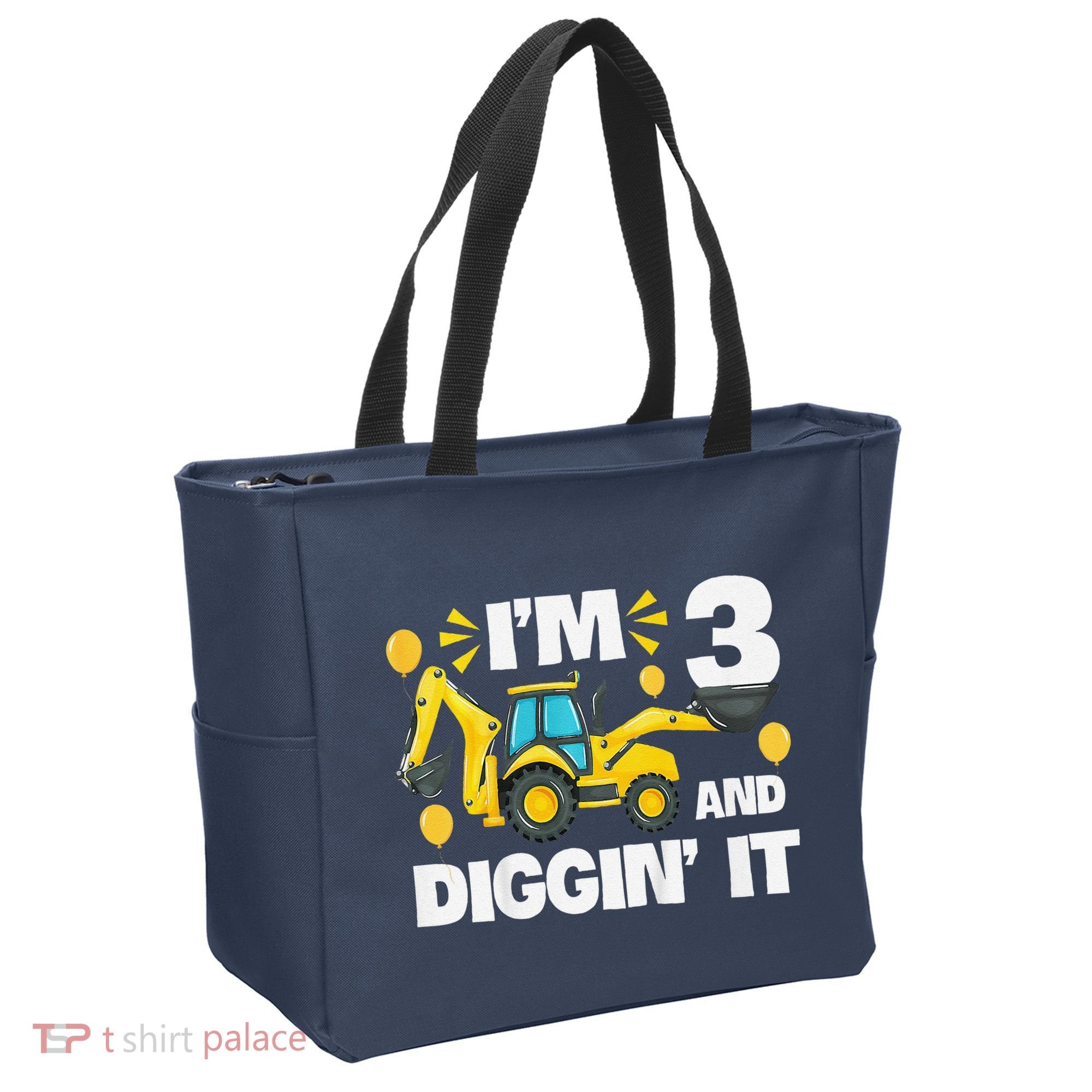 IM 3 And Digging It Construction Excavator 3rd Birthday Tote Bag
