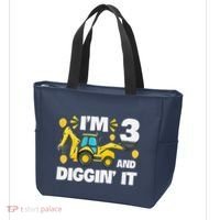 IM 3 And Digging It Construction Excavator 3rd Birthday Tote Bag thumb 3