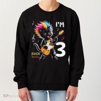IM 3 Punk Cat RockN Roll Guitar Cat 3rd Birthday Boy Women's Sweatshirt thumb 0