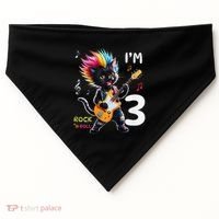 IM 3 Punk Cat RockN Roll Guitar Cat 3rd Birthday Boy USA-Made Doggie Bandana thumb 0