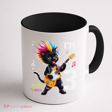 IM 3 Punk Cat RockN Roll Guitar Cat 3rd Birthday Boy Coffee Mug back