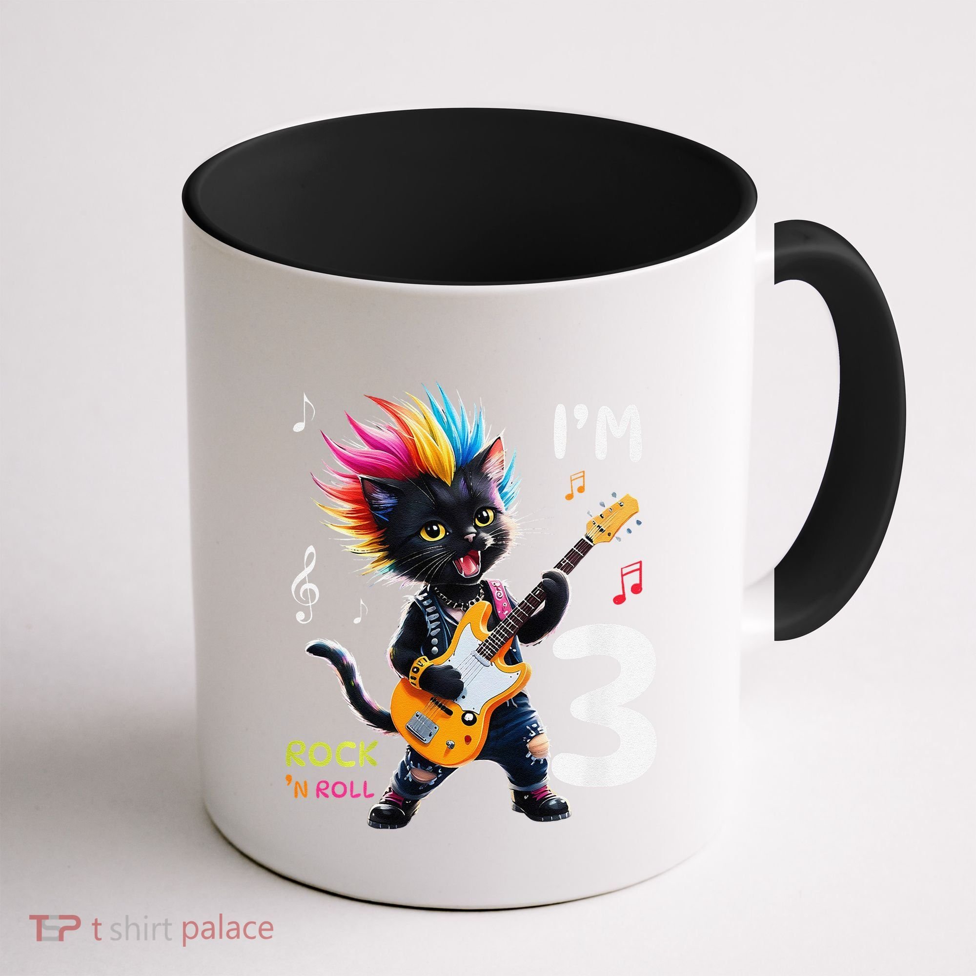 IM 3 Punk Cat RockN Roll Guitar Cat 3rd Birthday Boy Coffee Mug