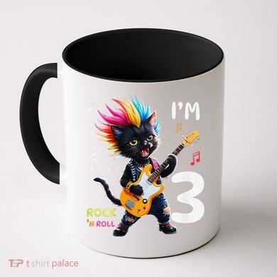 IM 3 Punk Cat RockN Roll Guitar Cat 3rd Birthday Boy Coffee Mug