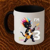 IM 3 Punk Cat RockN Roll Guitar Cat 3rd Birthday Boy Coffee Mug thumb 2