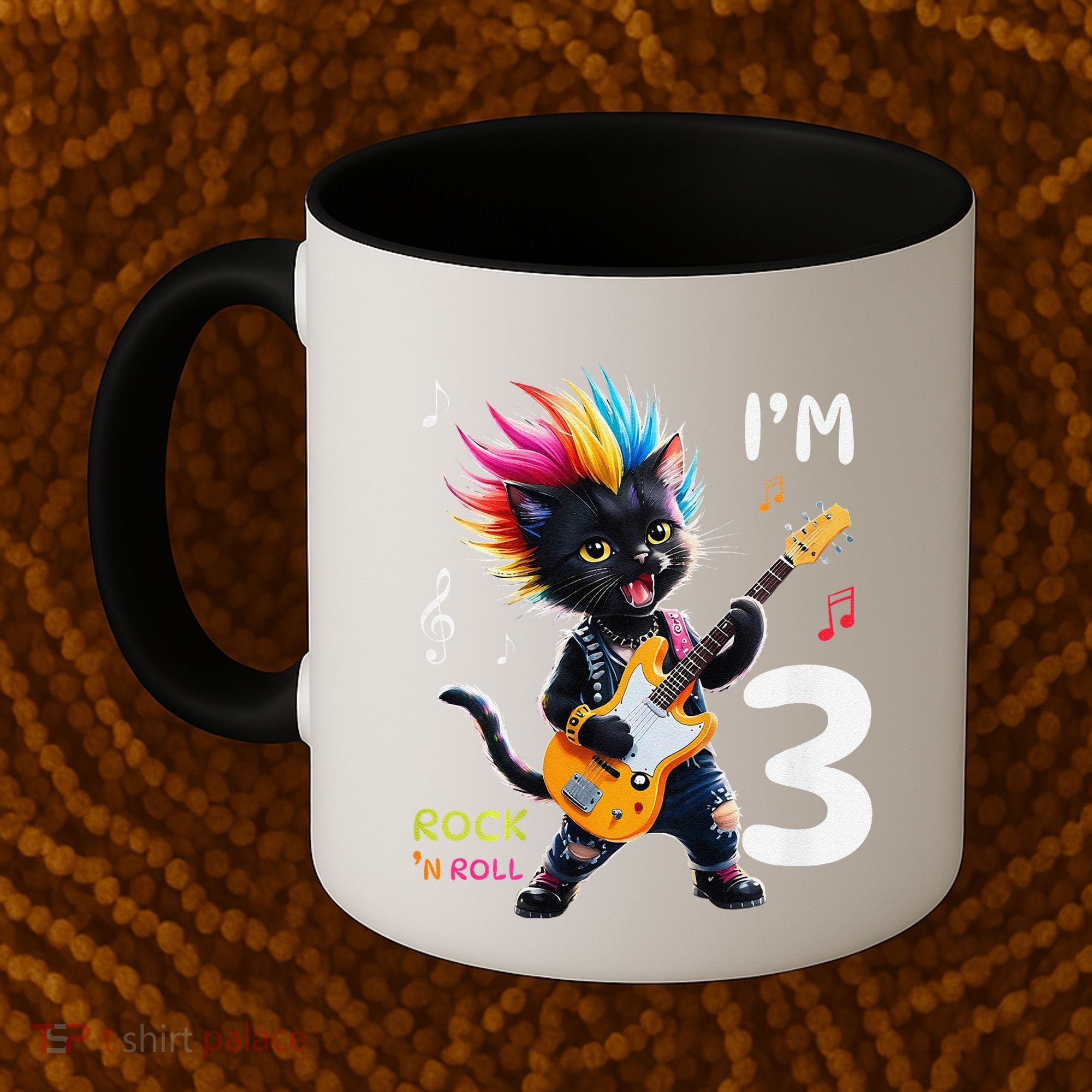 IM 3 Punk Cat RockN Roll Guitar Cat 3rd Birthday Boy Coffee Mug