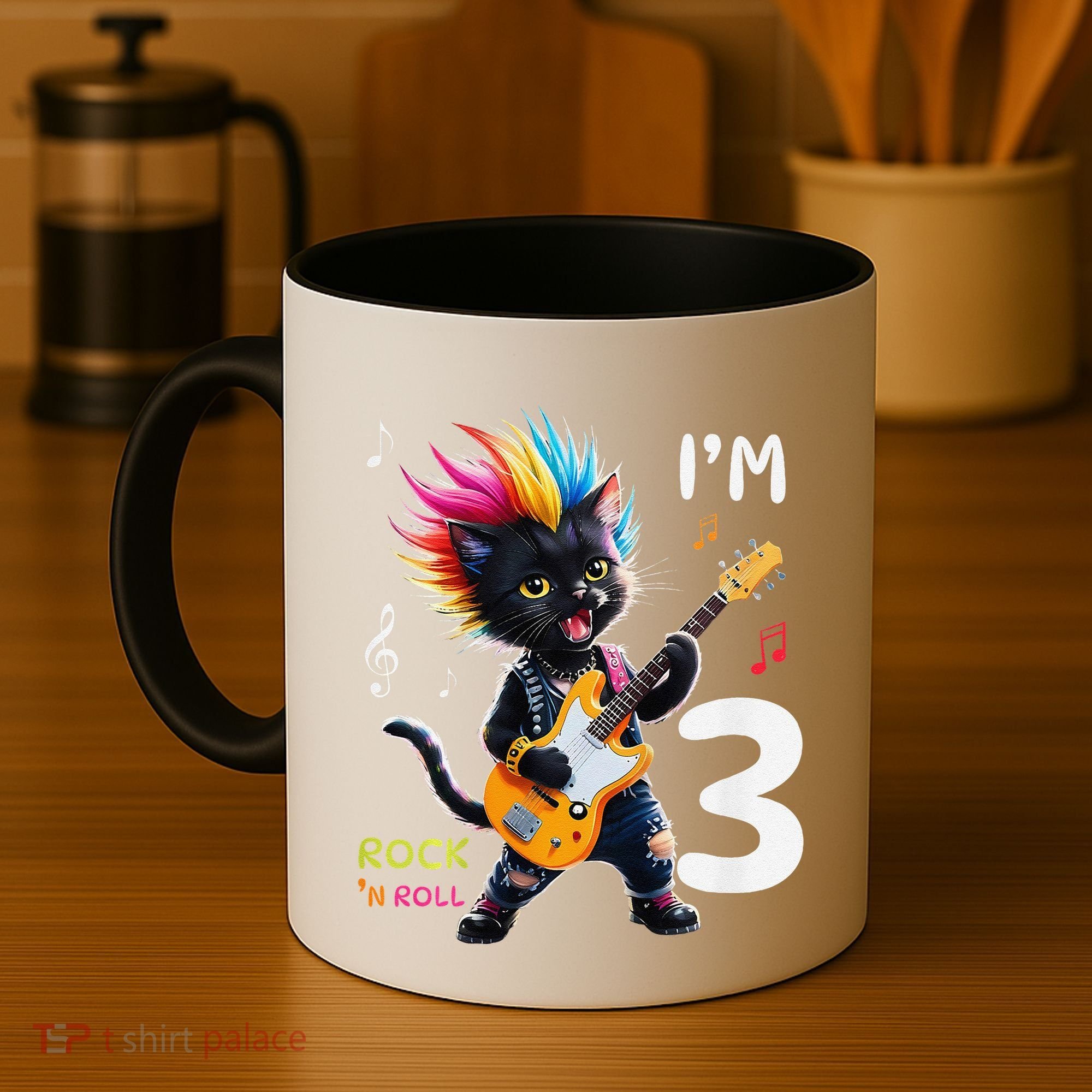 IM 3 Punk Cat RockN Roll Guitar Cat 3rd Birthday Boy Coffee Mug