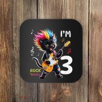 IM 3 Punk Cat RockN Roll Guitar Cat 3rd Birthday Boy Coaster thumb 0