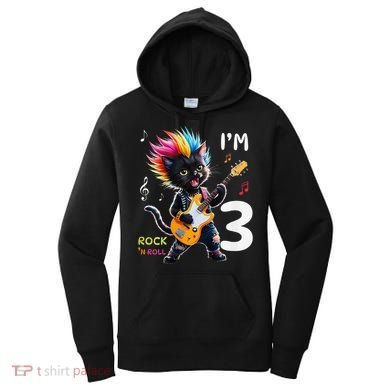 IM 3 Punk Cat RockN Roll Guitar Cat 3rd Birthday Boy Women's Hoodie