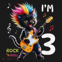 IM 3 Punk Cat RockN Roll Guitar Cat 3rd Birthday Boy Women's Hoodie thumb 2