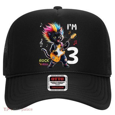 IM 3 Punk Cat RockN Roll Guitar Cat 3rd Birthday Boy Hat