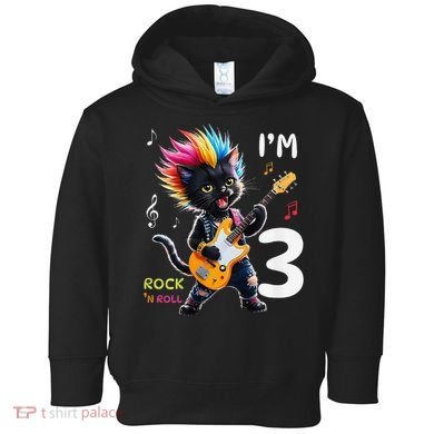 IM 3 Punk Cat RockN Roll Guitar Cat 3rd Birthday Boy Toddler Hoodie